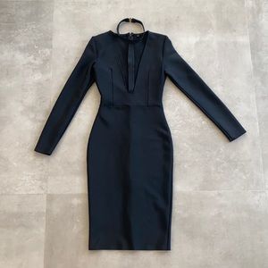 IMMACUL8 Bodycon Deep Plunge Dress with Choker, XS